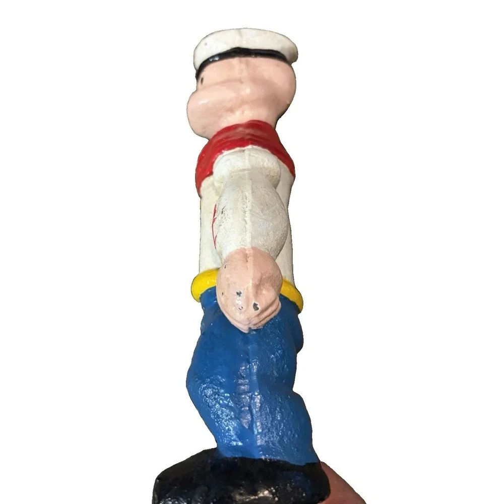 Vintage Popeye The Sailor Cast Iron Still Coin Bank 9